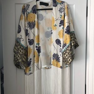 Zara Floral Kimono with Fringe